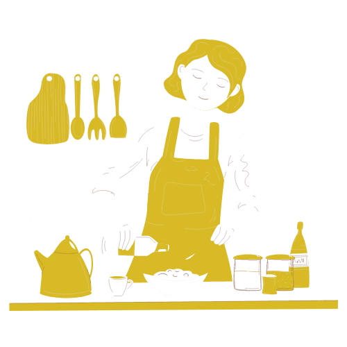 Ilustração de cozinha e atendimento para restaurantes.
