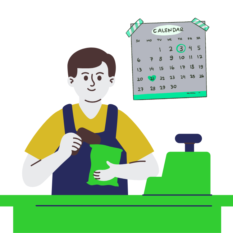 Ilustração de reforma tributária com caixa e calendário do episódio 7 do Podcast Autobyte